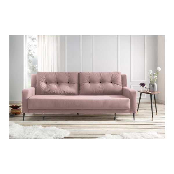 Różowa sofa rozkładana Bobochic Paris Bergen