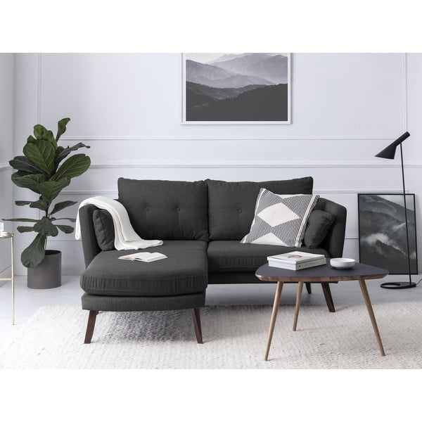 Ciemnoszara sofa 3-osobowa Mazzini Sofas Elena, z szezlongiem po lewej stronie-image-1
