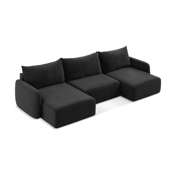 Czarny rozkładany/ze schowkiem narożnik Kalena – Makamii-image-2