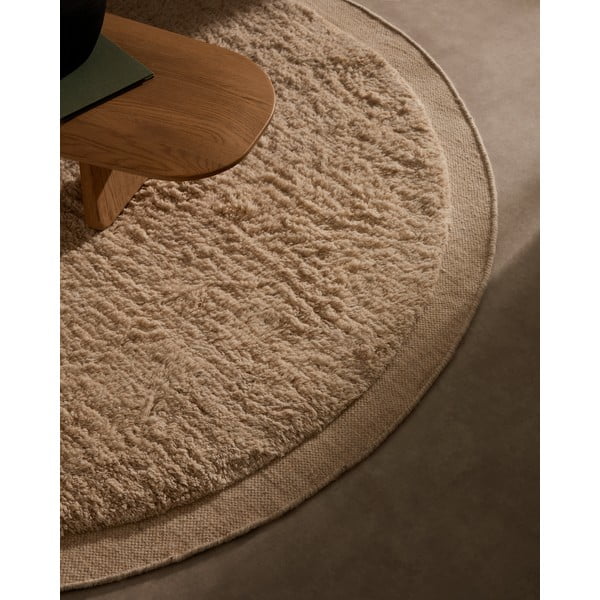 Kremowy wełniany okrągły dywan tkany ręcznie ø 200 cm Marely – Kave Home-image-1