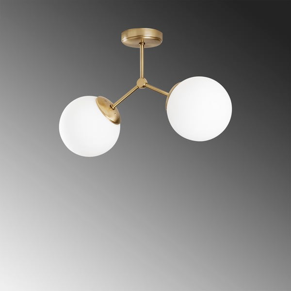 Biała/w kolorze mosiądzu lampa sufitowa ze szklanym kloszem 15x44 cm Damar – Opviq lights-image-3