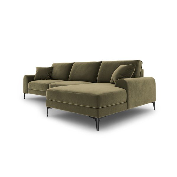 Zielony aksamitny narożnik Mazzini Sofas Madara, prawostronny-image-4