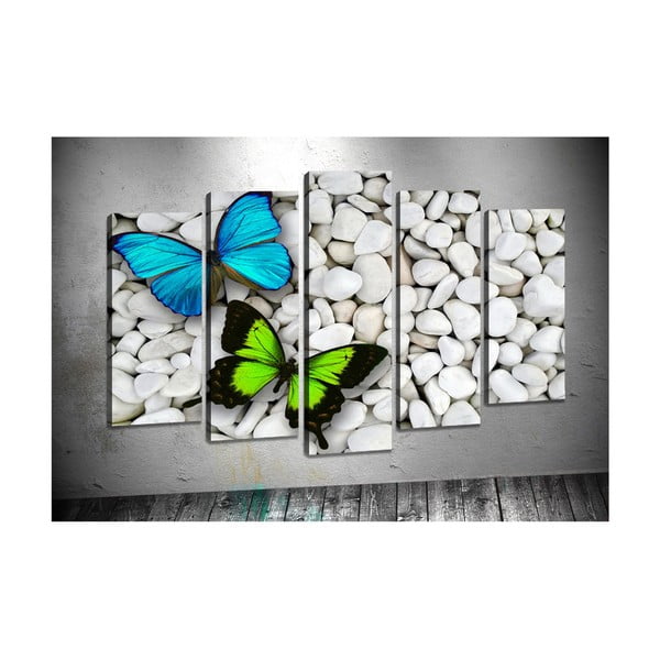Zestaw 5 obrazów Tablo Center Two Butterflies