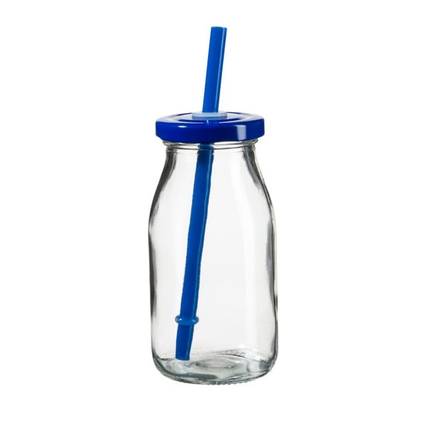 Butelka na smoothie z niebieskim wieczkiem i słomką SUMMER FUN II, 200 ml