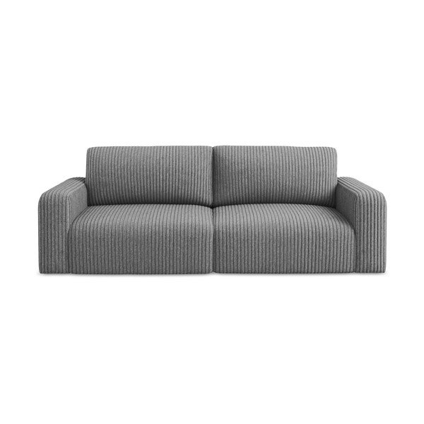 Szara sztruksowa rozkładana/ze schowkiem sofa 252 cm Kona – Makamii