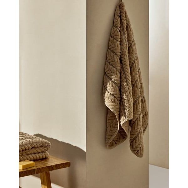 Beżowy bawełniany ręcznik kąpielowy frotte 90x150 cm Rune – Kave Home-image-4
