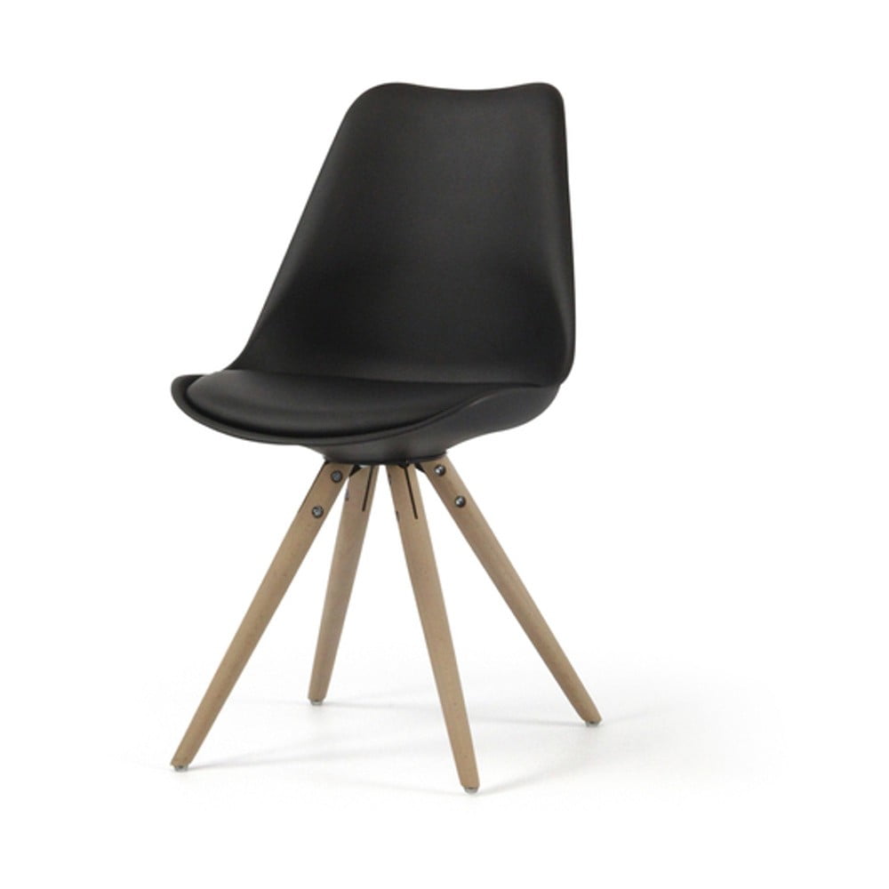 Czarne krzesło z nogami z dębowego drewna PLM Barcelona Scandinavia