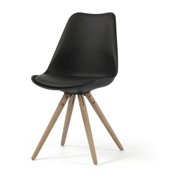 Czarne krzesło z nogami z bukowego drewna PLM Barcelona Scandinavia