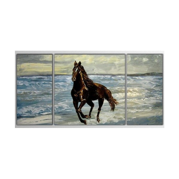 Trzyczęściowy obraz Asymetric Horse, 80x40 cm