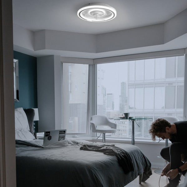 Biała lampa sufitowa LED ze zdalnym sterowaniem/z wentylatorem Alan – SULION-image-1