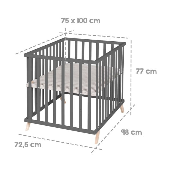 Ciemnoszary kojec dla dzieci z litego drewna bukowego 75x100 cm Lil Planet – Roba-image-4
