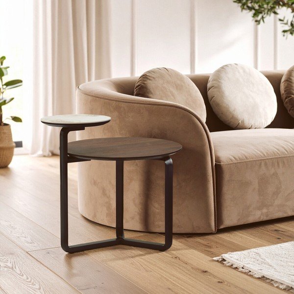 Brązowy okrągły stolik z litego drewna eukaliptusowego 55x67 cm Imperia – Premier Housewares-image-2