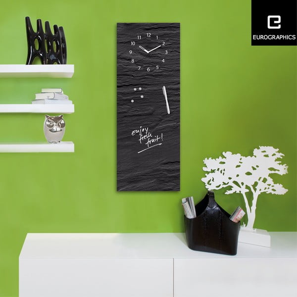 Tablica magnetyczna z zegarem Eurographic Black Slate, 30x80 cm-image-1