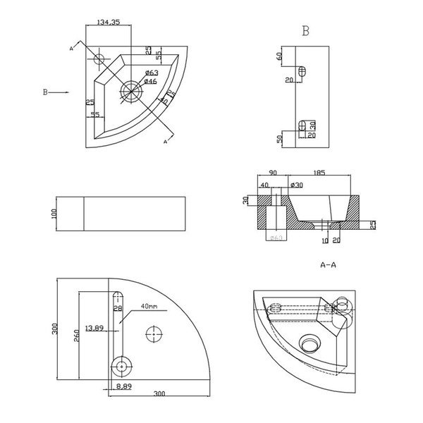 Czarna kamienna umywalka 30x30 cm Blok – Sapho-image-3