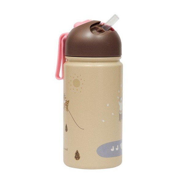 Jasnobrązowa aluminiowa butelka dla dzieci 360 ml Friends in the Forest – OYOY Mini