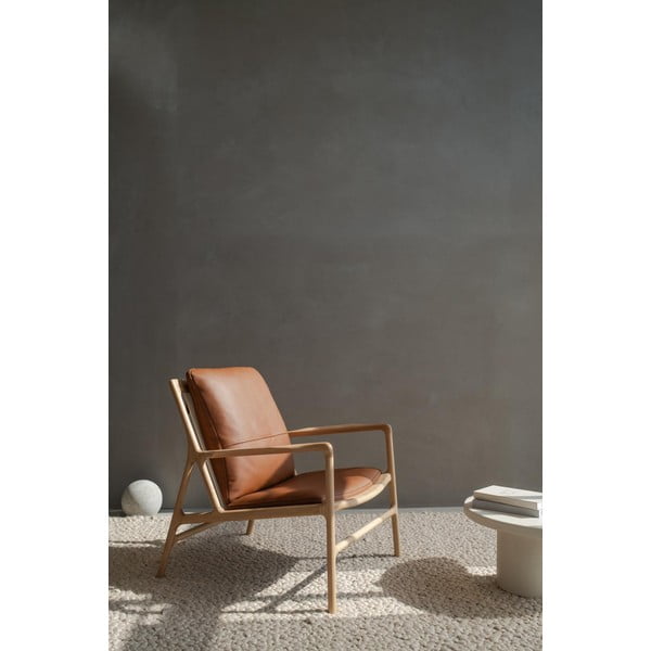 Brązowo-naturalny skórzany fotel Dedo – Gazzda-image-1