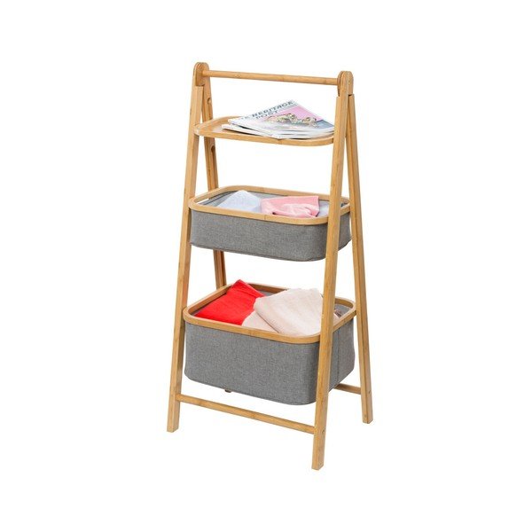 Regał łazienkowy z 2 koszykami i półką Wenko Bamboo-image-1