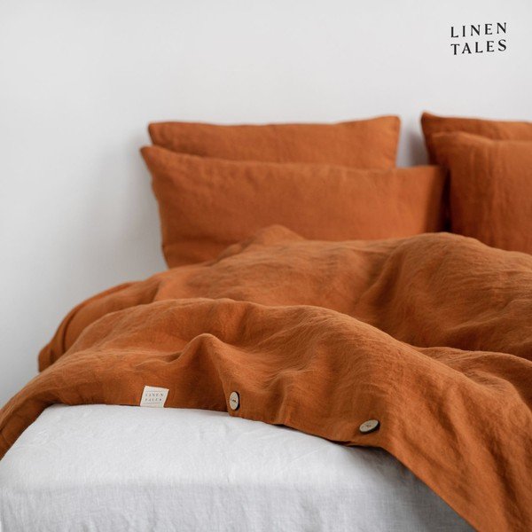 Ceglana lniana pościel dwuosobowa 200x220 cm – Linen Tales-image-2