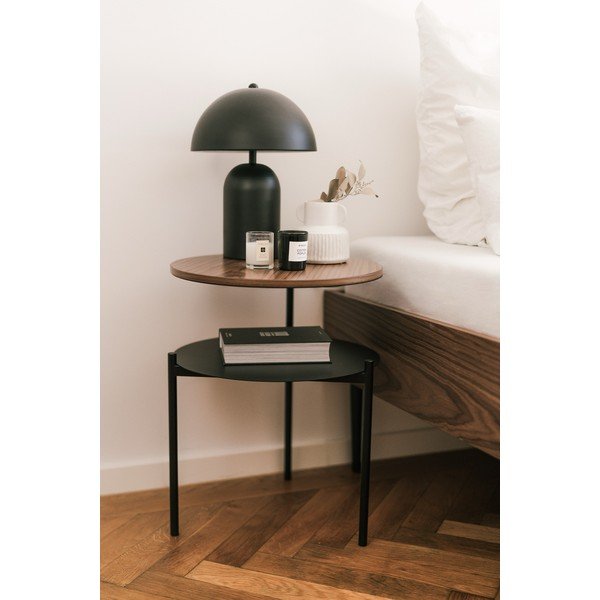 Czarno-naturalna kolorze szafka nocna z blatem w dekorze orzecha Tu – noo.ma-image-1