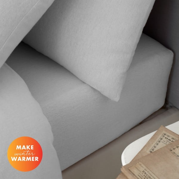 Szare flanelowe prześcieradło z gumką 150x200 cm Brushed – Catherine Lansfield-image-4