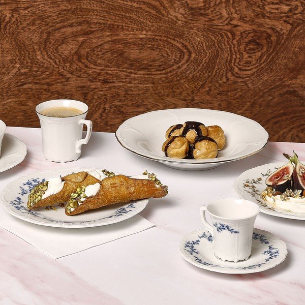Biała/niebieska porcelanowa filiżanka do cappuccino 200 ml Retro – BonBistro-image-1