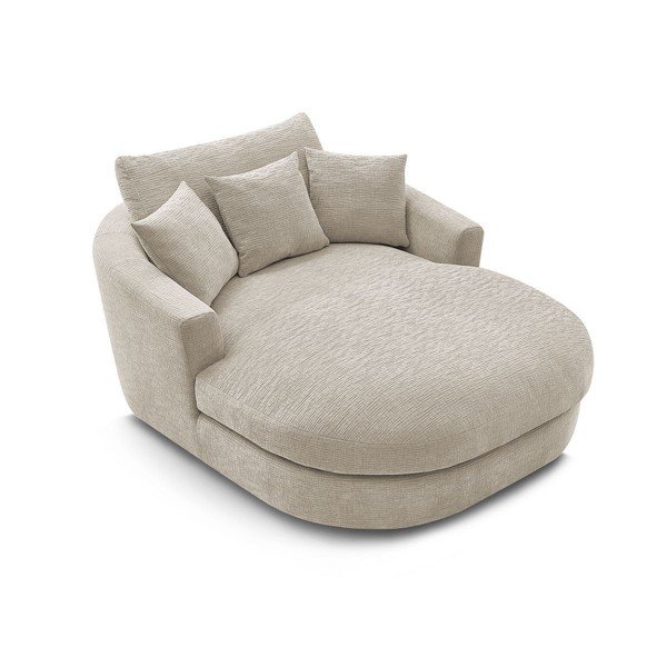 Beżowy fotel z tkaniny szenilowej Belem – Bobochic Paris-image-4