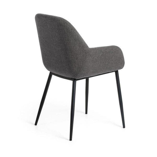Antracytowy tapicerowany fotel jadalniany Konna – Kave Home-image-3
