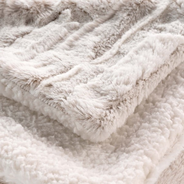 Beżowy koc z mikropluszu 180x220 cm Lynx – douceur d'intérieur-image-2