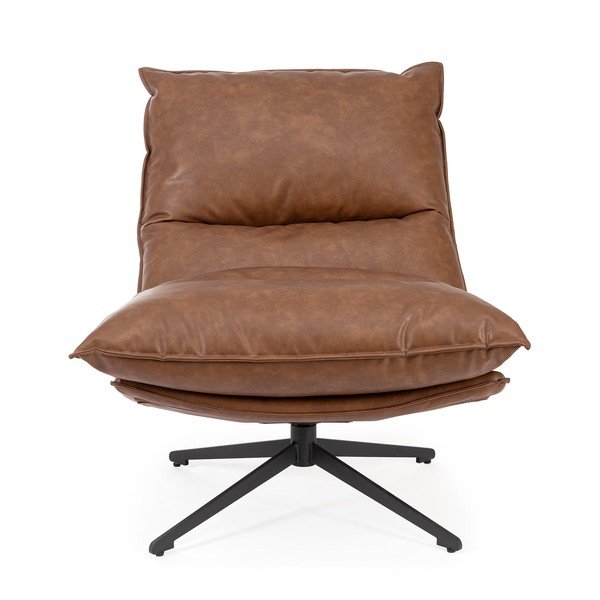 Koniakowy fotel ze schowkiem z imitacji skóry Alanez – Bizzotto-image-2