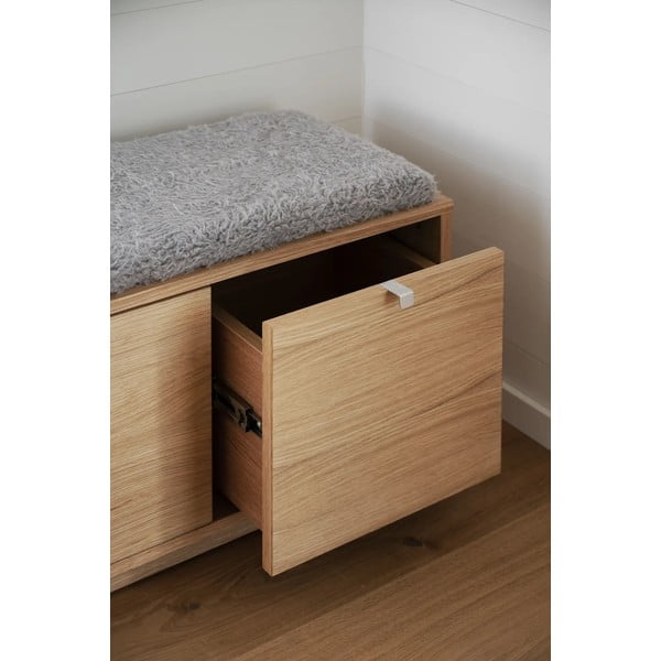 Szaro-naturalna szafka na buty w dekorze dębu z siedziskiem Confetti – Rowico-image-1