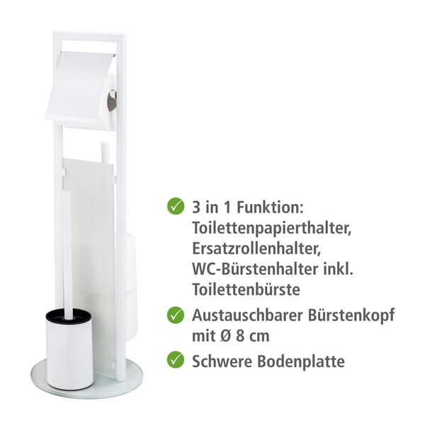 Biały stojak na papier toaletowy ze szczotką ze stali nierdzewnej Ravina – Wenko-image-2