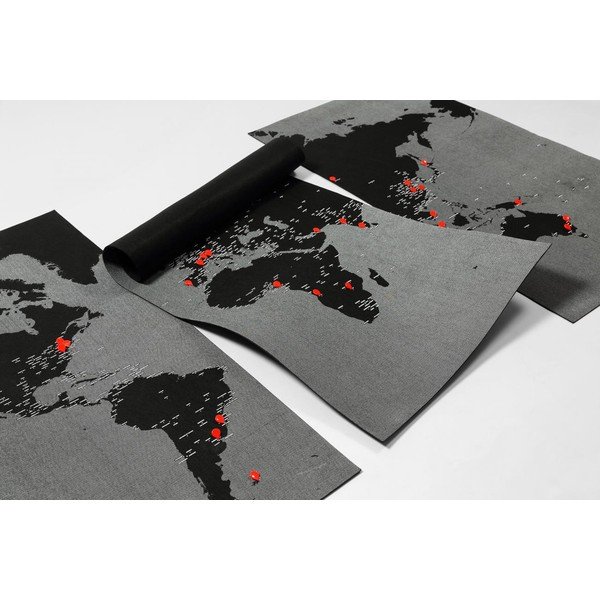 Czarna ścienna mapa świata Palomar Pin World XL, 198x124 cm-image-2