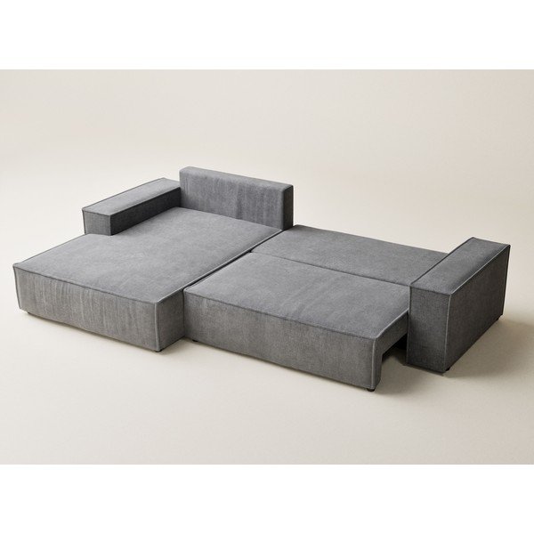 Szary rozkładany/ze schowkiem narożnik z tkaniny szenilowej (lewostronny/z szezlongiem) Maze – Maison de Rêve-image-4