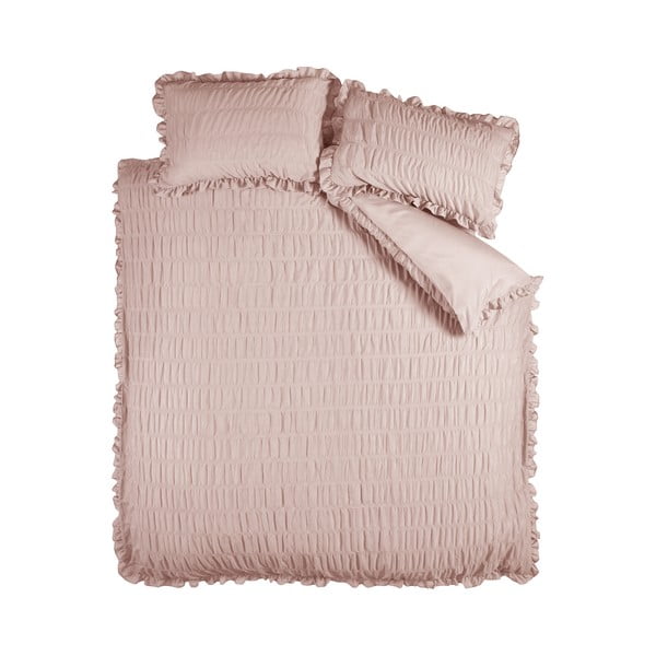 Różowa pościel dwuosobowa z kory 230x220 cm Seersucker Frill – Catherine Lansfield
