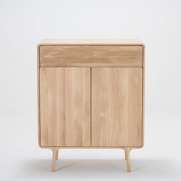 Komoda z litego drewna dębowego z szufladą Gazzda Fawn-image-3