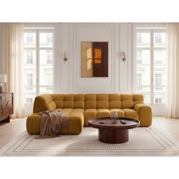Żółty rozkładany/z elektryczną regulacją siedziska narożnik (lewostronny/w kształcie litery L) Andre – Bobochic Paris-image-2