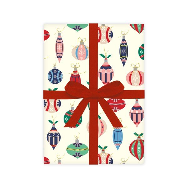 5 arkuszy papieru do pakowania prezentów eleanor stuart Retro Baubles, 50x70 cm-image-2