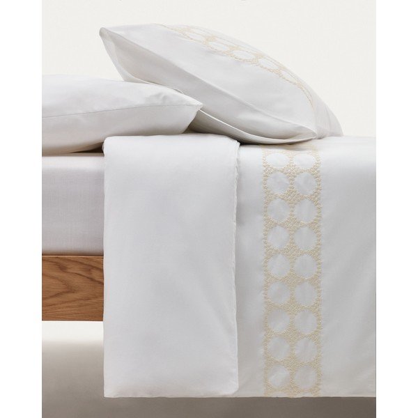 Białe prześcieradło z perkalu bawełnianego z gumką 180x200 cm Teia – Kave Home-image-3