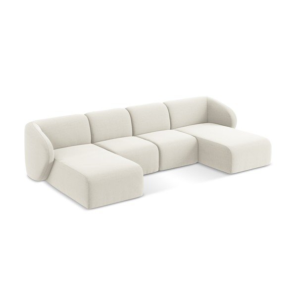 Beżowy aksamitny narożnik (w kształcie litery U) Lani – Makamii-image-2