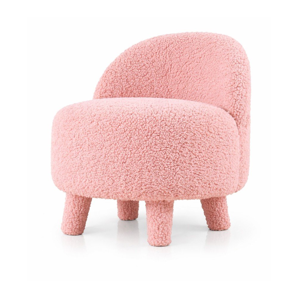 Jasnoróżowy fotel dziecięcy z materiału bouclé Moouv – Artie