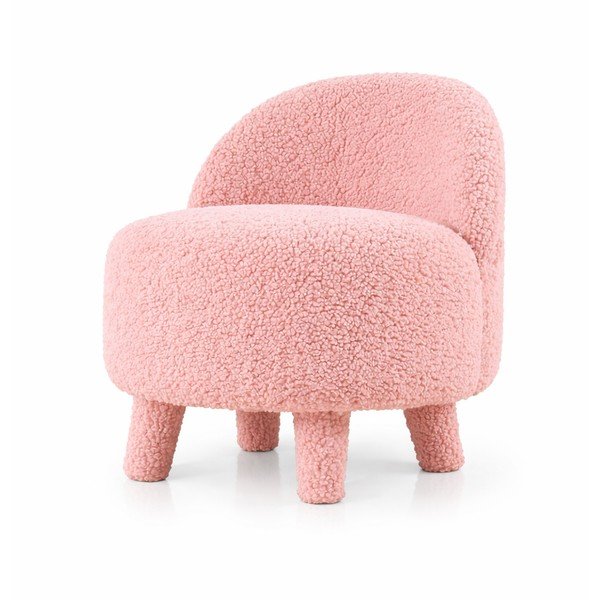 Jasnoróżowy fotel dziecięcy z materiału bouclé Moouv – Artie