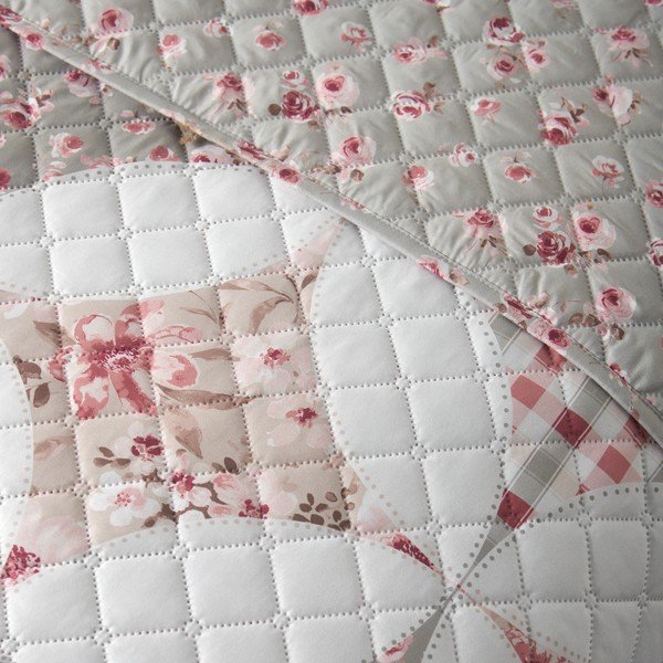 Zielona narzuta pikowana 220x230 cm Pinsonic Patchwork – Catherine Lansfield-image-2