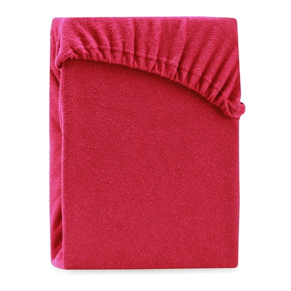 Czerwone elastyczne prześcieradło dwuosobowe AmeliaHome Ruby Maroon, 200-220x200 cm