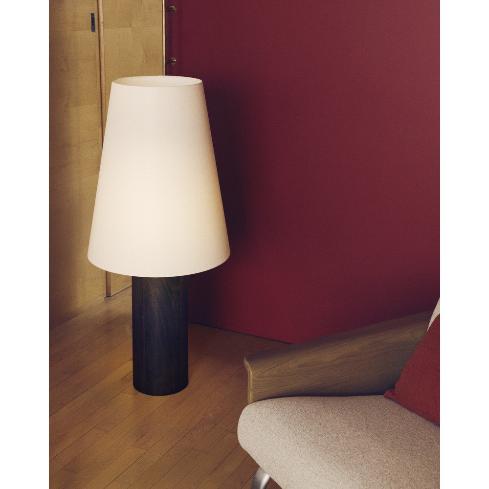 Biała/w ciemnym naturalnym kolorze lampa stojąca z tekstylnym kloszem (wysokość 110 cm) Marga – Kave Home (zdjęcie 3)