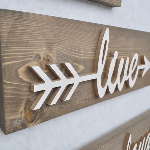 Zestaw 3 drewnianych dekoracji ściennych White Love-image-2