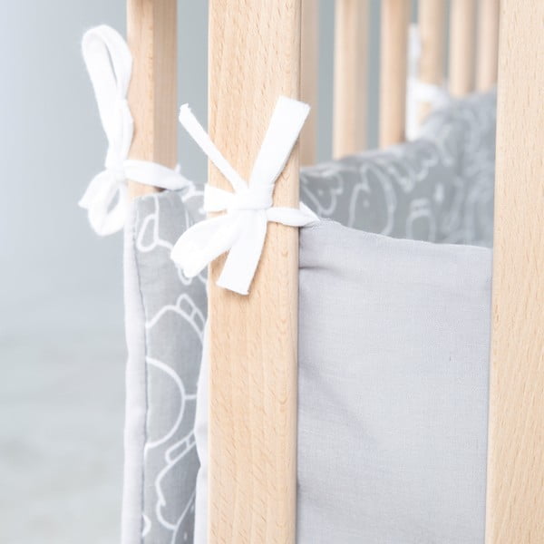 Biały/szary ochraniacz do łóżeczka z mieszanki bawełny 96 cm Miffy – Roba-image-3