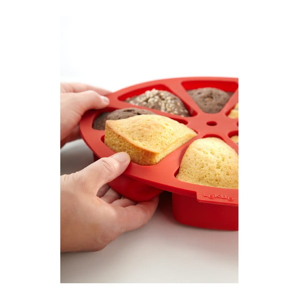 Czerwona silikonowa forma do tortu z przegródkami Lékué, ⌀ 26,5 cm-image-3