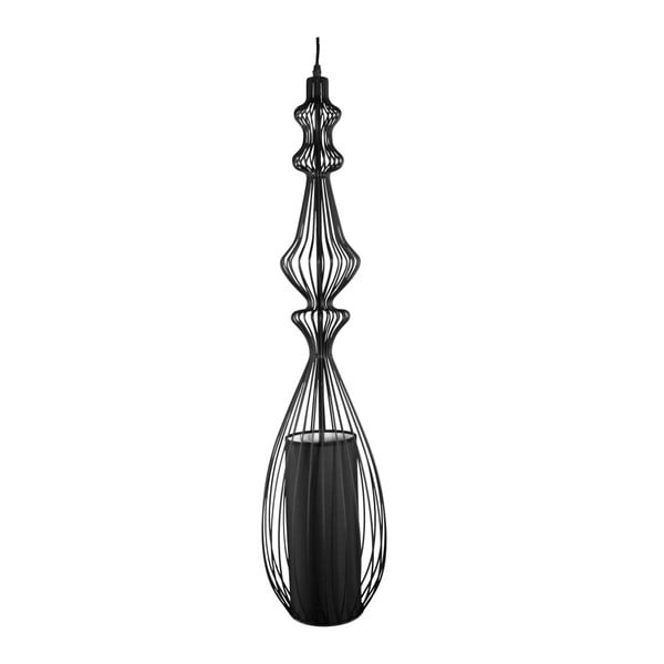 Czarna lampa wisząca Mauro Ferretti Da Soffito Iron Nero, 22x66 cm