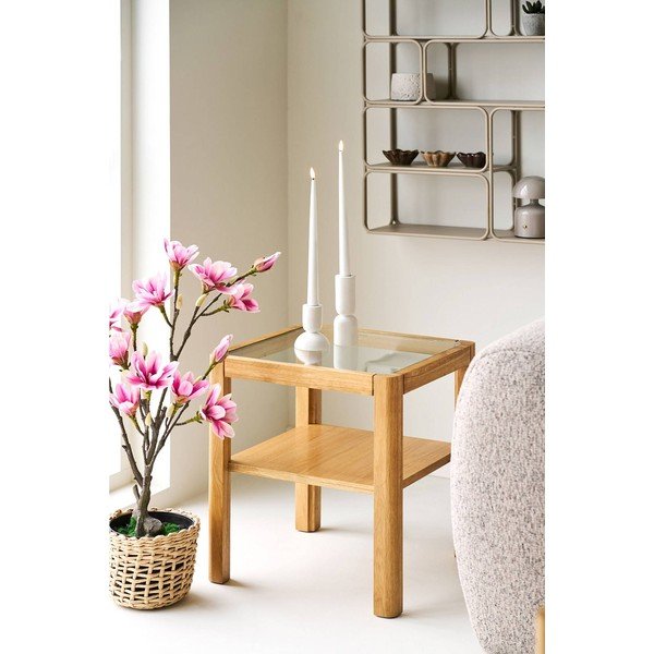 Stolik ze szklanym blatem 40x40 cm Lourmarin – House Nordic-image-1