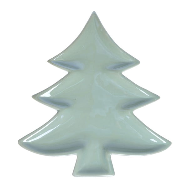 Zielony talerz ceramiczny Ewax Christmas Tree, dł. 24 cm